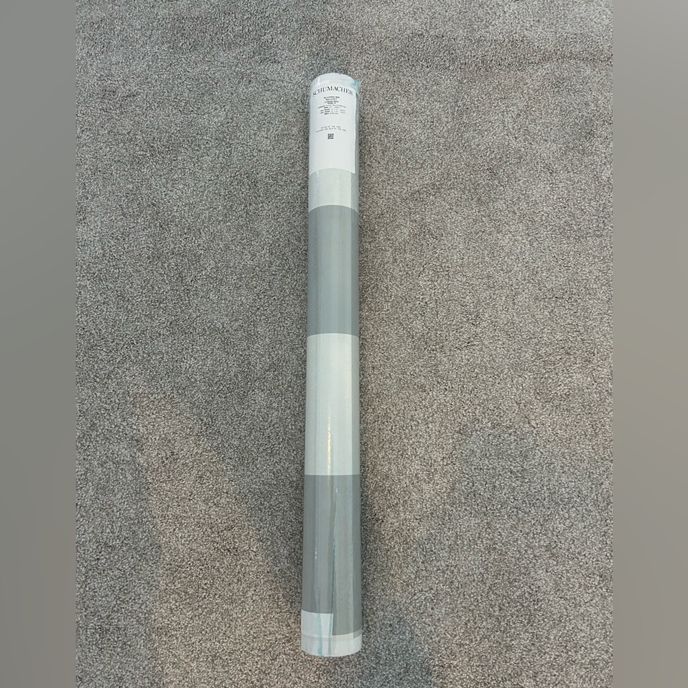 One roll of Schumacher Willa Check Large wallpaper in gray.